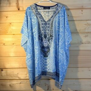 Cherie Bliss Blue Sequin Cover-Up Tunic | One Size